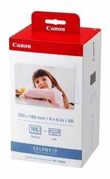 Canon KP-108IN | Fotopapierpakket | 108 vellen | Inclusief inkt | 10x15 cm | Wit/Rood