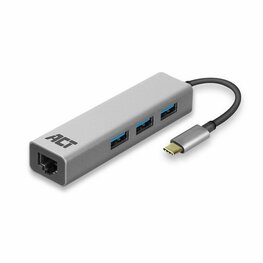 ACT AC7055 | 3-Poorts USB-C 3.2 (USB 3.0) Hub | Gigabit Ethernet Poort