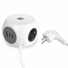 ACT Stekkerdoos Kubus | 3 Stopcontacten | USB-A & USB-C | 30W | 1,5 m | Wit