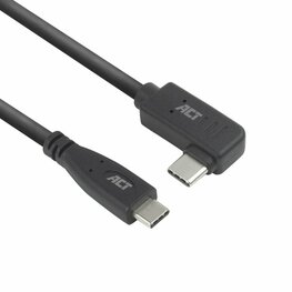 ACT AC7408 | USB 3.2 Gen 2 Kabel | USB-C (recht) naar USB-C (haaks links/rechts) | 60W | 10Gbps | 3m | Zwart