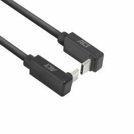 ACT AC7478 | USB 3.2 Gen 2 Kabel | USB-C (haaks boven/beneden) naar USB-C (haaks boven/beneden) | 60W | 10Gbps | 2m | Zwart