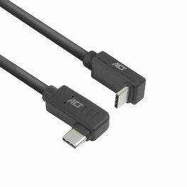 ACT AC7480 | USB 3.2 Gen 2 Kabel | USB-C (haaks links/rechts) naar USB-C (haaks boven/beneden) | 60W | 10Gbps | 0,5m | Zwart
