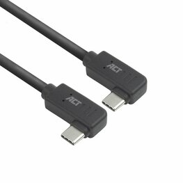 ACT AC7487 | USB 3.2 Gen 2 Kabel | USB-C (haaks links/rechts) naar USB-C (haaks links/rechts) | 60W | 10Gbps | 1m | Zwart