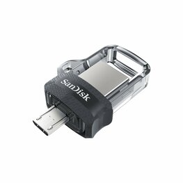 SanDisk Ultra Dual m3.0 USB flash drive 32 GB USB Type-A / Micro-USB 3.2 Gen 1 (3.1 Gen 1) Zwart, Zilver, Transparant