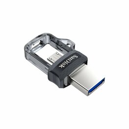 SanDisk Ultra Dual m3.0 USB flash drive 128 GB USB Type-A / Micro-USB 3.2 Gen 1 (3.1 Gen 1) Zwart, Zilver, Transparant